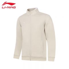 李宁（LI-NING） AWDT989-4卫衣男子健身系列新款开衫无帽外套休闲舒适上衣燕麦灰S