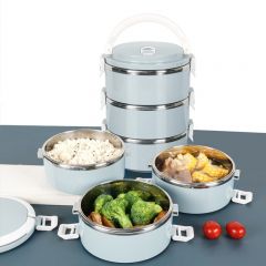 贝瑟斯（Beisesi）      304不锈钢笑脸扣层层密封饭盒 三层北欧蓝BS-4378