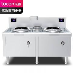 乐创（lecon） 商用双头单尾小炒灶 15KW*2炒菜电磁灶 304不锈钢工程款 LC-J-SXC400S