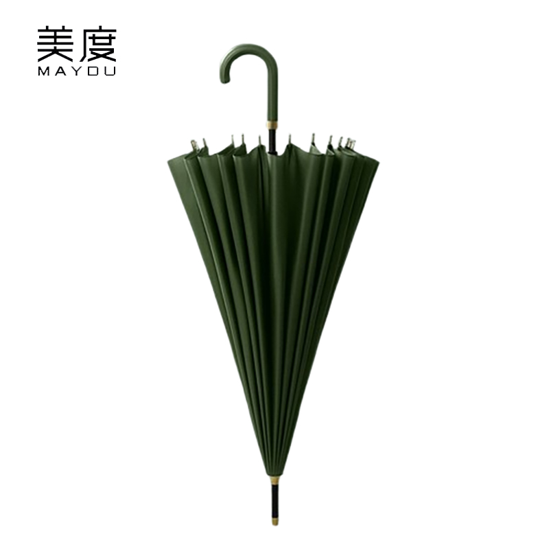 美度（MAYDU） M7007自动雨伞长柄伞防风伞24骨加大号学生晴雨伞抗暴风弯钩直杆伞墨绿色