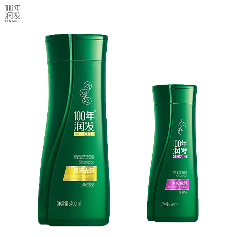 100年润发 柔亮洗发露400ml+水润洗发露200ml针对干枯毛糙发质