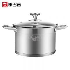 康巴赫（KBH） TOUC22A1汤锅双耳汤锅炖锅可视锅盖22cm电磁炉明火通用304不锈钢