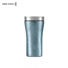鸣盏 MZ8007纯钛保温杯双层真空水杯便携泡茶杯养生茶水分离杯男女 冰川蓝 320ml