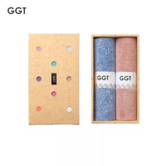 GGT 日本雪花绒毛巾礼盒套装男女家用送礼比纯棉吸水速干不掉毛伴手礼退红+绀青