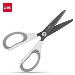 得力（deli） 6055 170mm特氟龙防粘剪刀 软胶手柄 家用生活剪子 手工剪纸开箱刀 办公用品 白色