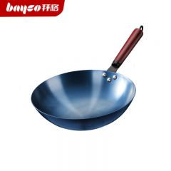 拜格（BAYCO） 铁锅已开锅32cm圆底炒菜炒锅无涂层不易粘精铁锅老式家用BG50166