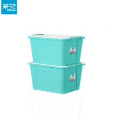茶花（CHAHUA）茶花塑料收纳箱58L升*2个彩色带滚轮整理箱大号储物箱 58L*2  28100
