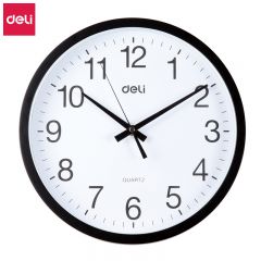 得力（deli） 挂钟钟表 客厅挂式低噪音钟表 9005 30cm简约时尚挂钟 黑色