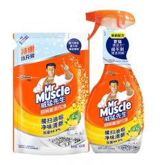 威猛先生（Mr Muscle）厨房重油污净500g+420g袋装补充装组合套装 柠檬香型油污净套装920g*1套