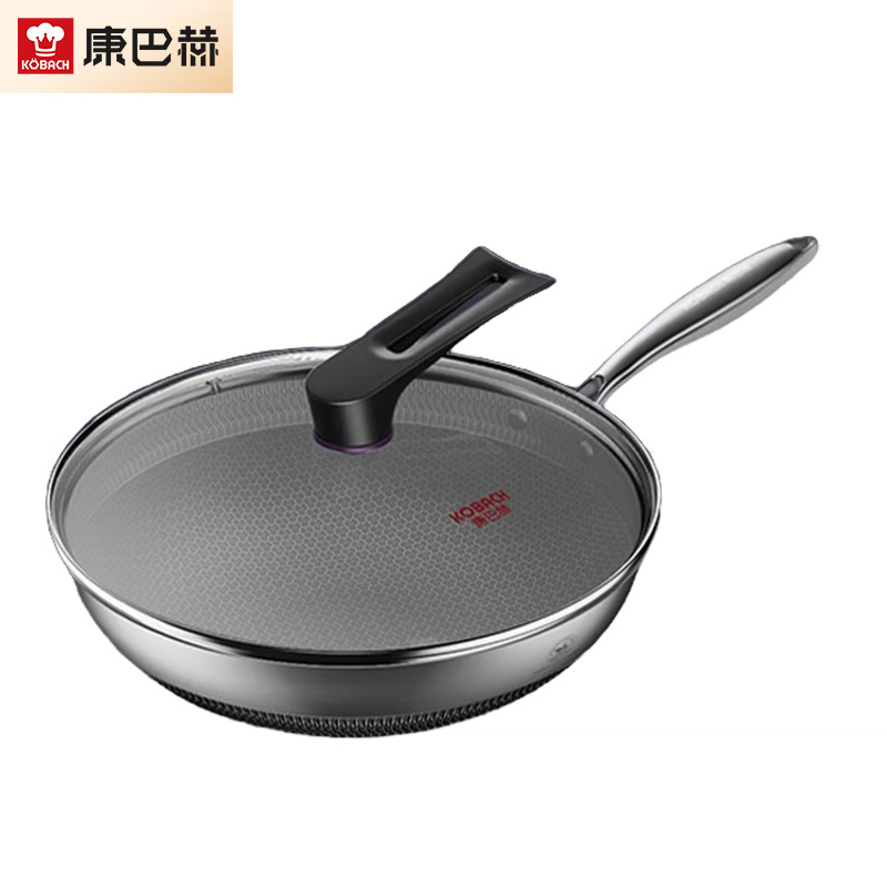 康巴赫（KBH） CYS32S2炒锅不粘锅316L不锈钢炒菜升级双面锅蜂窝平底煎炒锅电磁炉可用
