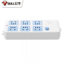 公牛（BULL） 新国标插座/排插/插排/拖线板/接线板/插板 GN-109K 6位10A 无线蓝白面板(新国标)