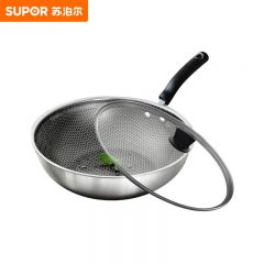 苏泊尔（SUPOR） 蜂窝复合钢炒锅 304不锈钢炒锅 炒菜锅30cm 燃气灶电磁炉通用 VC30JAC01