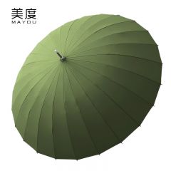 美度（MAYDU） M7005双人自动雨伞24骨长柄抗暴风加大晴雨伞男士商务直杆伞男女学生伞橄榄绿