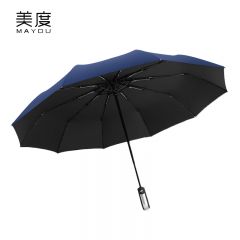 美度（MAYDU） M3219全自动三折全自动男士商务折叠伞10骨双人太阳伞黑色