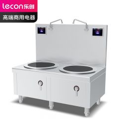 乐创( lecon)  商用双头矮汤炉 15KW*2学校食堂熬汤高背汤灶 304不锈钢工程款 LC-J-STL15PS