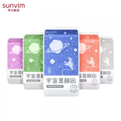 孚日家纺（SUNVIM） 宇宙长绒棉毛巾洗脸纯棉家用绿色星球毛巾5条装彗星白+水晶紫+极光绿+火星橙+地球蓝