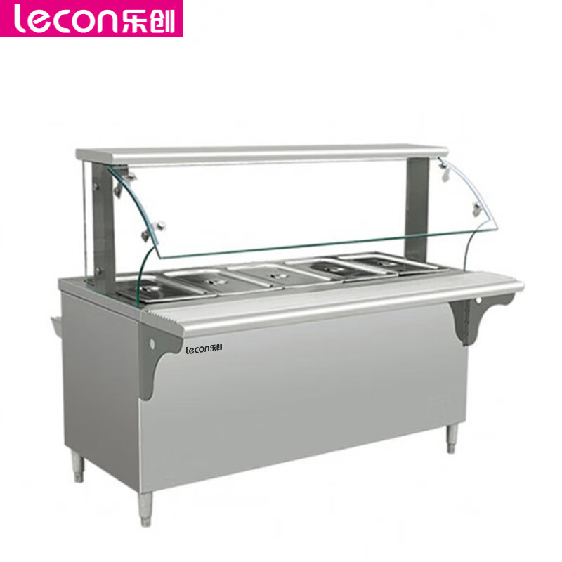 乐创（lecon） LC-J-APGSFT05快餐保温台商用食堂用分餐台保温售饭台餐车保温汤池菜台 五格柜式带玻璃售饭柜