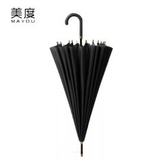 美度（MAYDU） M7007自动雨伞长柄伞防风伞24骨加大号学生晴雨伞抗暴风弯钩直杆伞雅致黑