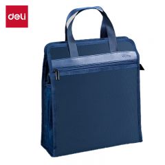得力（deli） 加厚竖式立体办公手提袋/会议包/事务包/文件包/商务拉链袋电脑公文包 蓝色63760 便携