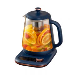 乐扣乐扣 养生壶 煮茶器 办公室家用玻璃花茶壶烧水壶电热水壶电炖壶 EJK34351.6升-蓝色（含茶漏+炖盅）