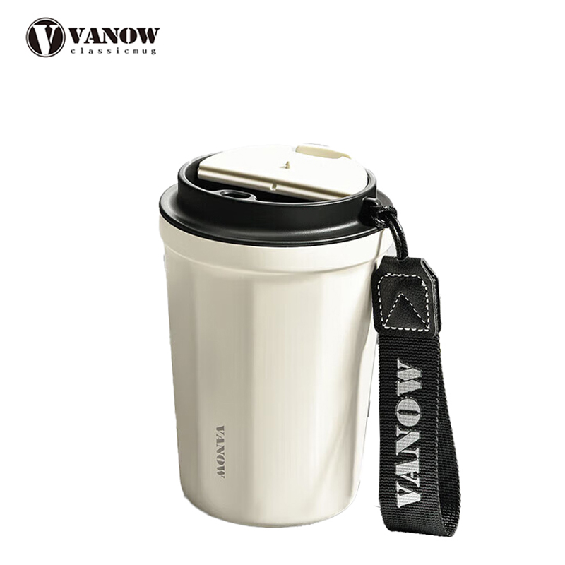 Vanow  VO-39B保温杯咖啡杯316不锈钢大容量高颜值便携水杯子 烟空白390ML