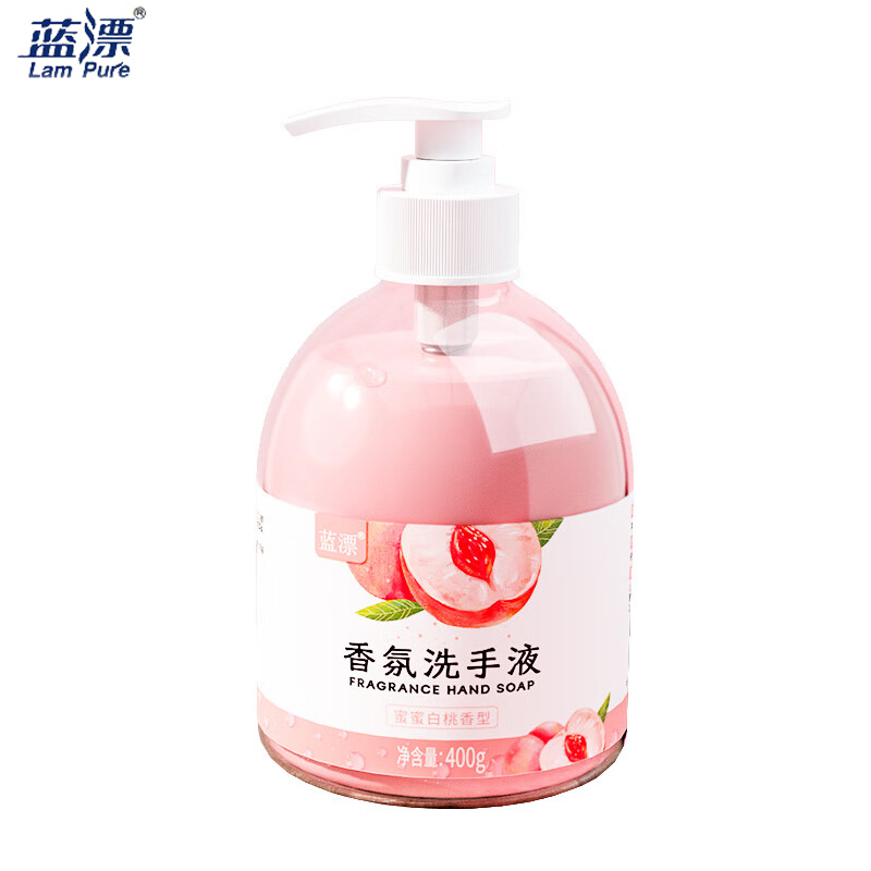 蓝漂 蜜蜜白桃香氛洗手液泡沫丰富添加保湿因子护手温和洁净400g  珠光质地-1个泵头