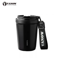 Vanow   VO-39B保温杯咖啡杯316不锈钢大容量高颜值便携水杯子 炫酷黑390ML