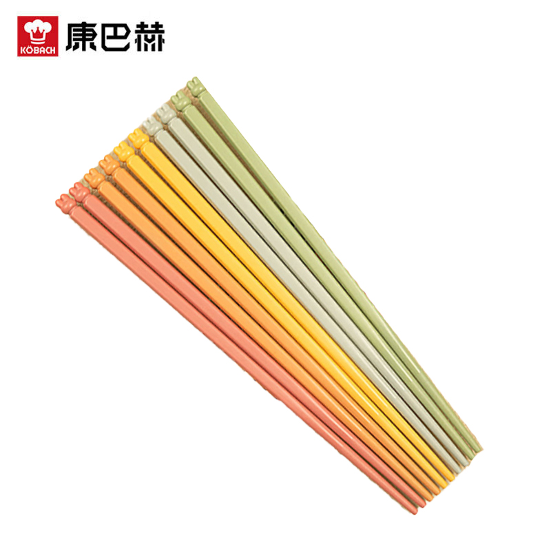 康巴赫（KBH） 吉兔筷子五色分食合金筷5双装家用防滑分餐筷 5双装KH-JKJT01