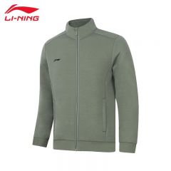 李宁（LI-NING） AWDT989-2卫衣男子健身系列新款开衫无帽外套休闲舒适上衣灰绿色S