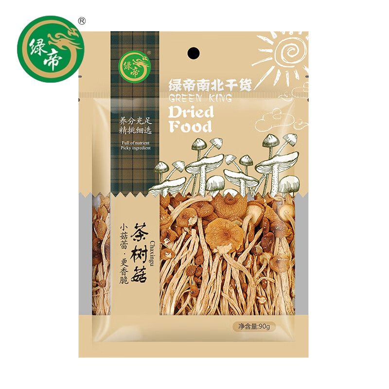 绿帝（GREEN KING)  茶树菇90g/袋 山货菌菇未开伞茶树蘑菇煲汤炒菜火锅食材