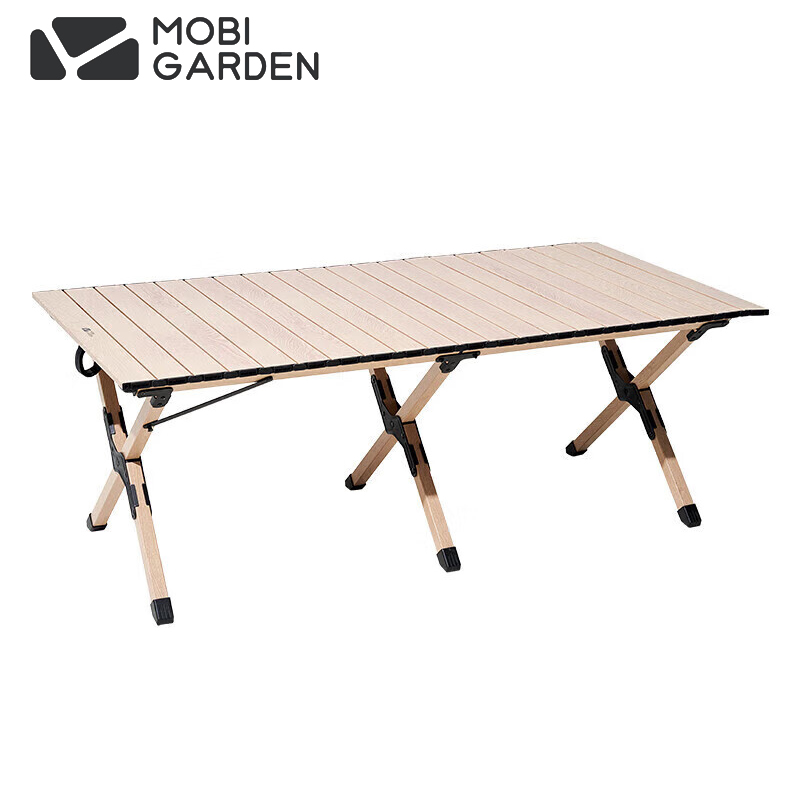 牧高笛（MOBIGARDEN）蛋卷桌 户外露营野餐轻量便携折叠蛋卷桌山涧L NX22665011原木色