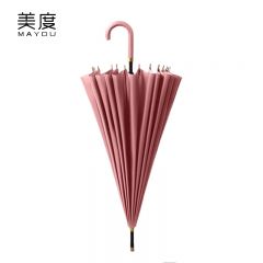 美度（MAYDU） M7007自动雨伞长柄伞防风伞24骨加大号学生晴雨伞抗暴风弯钩直杆伞西柚粉
