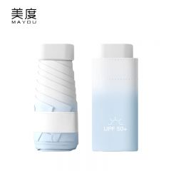 美度（MAYDU） M6115五折冰激凌太阳伞防晒防紫外线晴雨两用黑胶遮阳伞渐变折叠卡片伞天蓝色