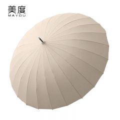 美度（MAYDU） M7005双人自动雨伞24骨长柄抗暴风加大晴雨伞男士商务直杆伞男女学生伞奶茶色