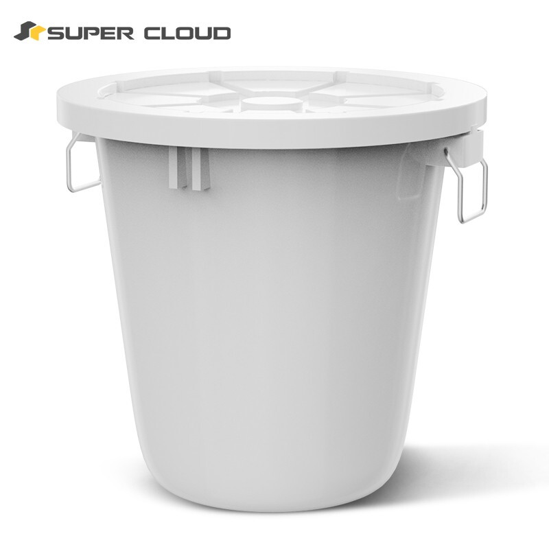 舒蔻   （Supercloud）大号塑料桶 圆形收纳桶大容量水桶酒店厨房工业环卫物业垃圾桶 带盖100升白色