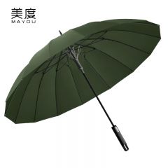 美度（MAYDU） 16骨莲花骨长柄伞加大双人防风晴雨伞两用男士商务雨伞抗风M1615墨绿色