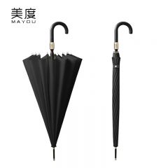 美度（MAYDU） M1605遇水开花雨伞16骨长柄双人晴雨伞加大自动防风直杆伞雅致黑