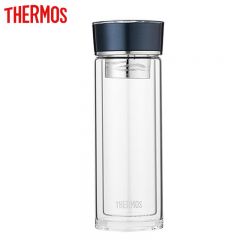 膳魔师（THERMOS） TCGE-300玻璃杯双层茶水分离杯子男女泡茶杯300ml便携高颜值水杯  蓝色