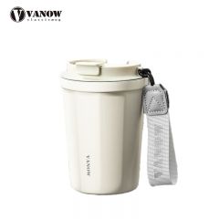 Vanow   VO-39B保温杯咖啡杯316不锈钢大容量高颜值便携水杯子 奶芙白390ML