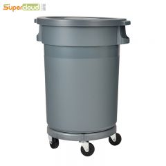 舒蔻   （Supercloud）室内车间工业加厚圆形大号垃圾桶 餐厅酒店商用厨房塑料带盖户外环卫垃圾桶 120L带轮子