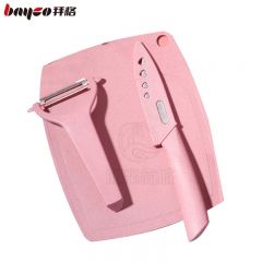 拜格（BAYCO） 小麦秸秆粉色柄水果刀PP菜板瓜刨3三件套 BD8052/套