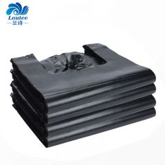 兰诗（LAUTEE）黑色手提垃圾袋酒店商用背心垃圾袋  40*64cm*100只装
