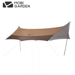 牧高笛（MOBIGARDEN） 俊庭牛津布天幕户外露营便携防雨遮阳棚凉棚蝶形天幕NX21661025暖沙色（大号）