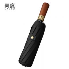 美度（MAYDU） M3018全自动雨伞10骨折叠防风晴雨伞加大加固男士商务三折两用伞黑色