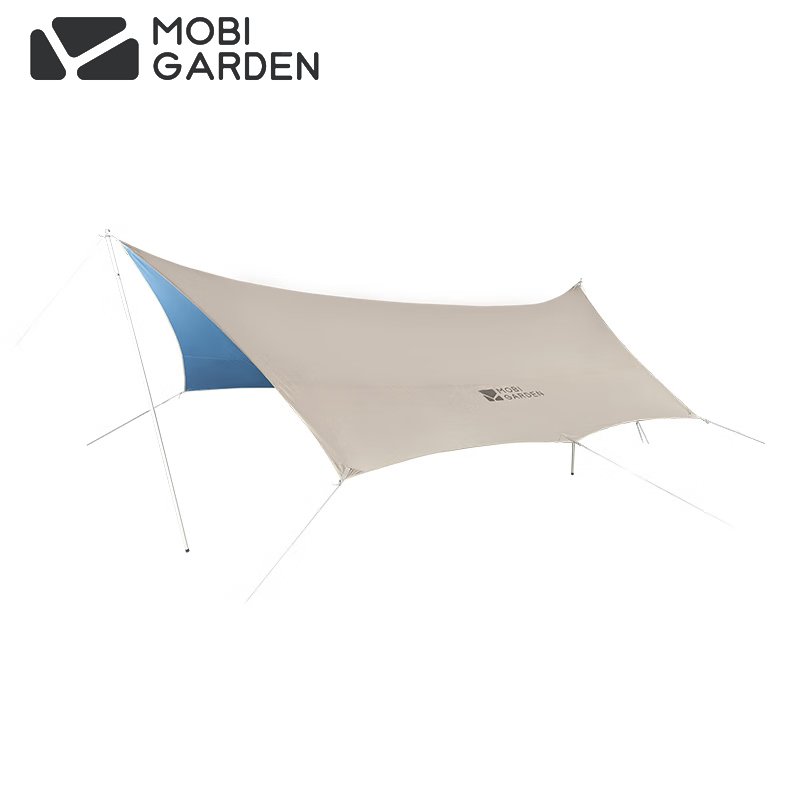 牧高笛（MOBIGARDEN） 俊庭530彩胶版户外露营大空间防雨遮阳防晒彩胶天幕NX23680022大象灰+冰川蓝