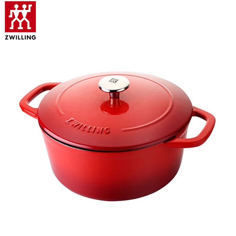 双立人（ZWILLING） 1014362珐琅铸铁锅汤锅炖锅双耳煲汤锅平底锅烹饪锅具电磁炉燃气通用亮红色24cm