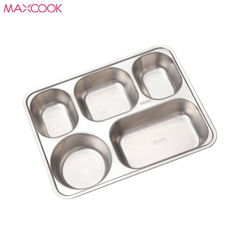 美厨（maxcook） 304不锈钢餐盘饭盒 5格加深加厚分格带盖快餐盘学生餐盒 MCFT724