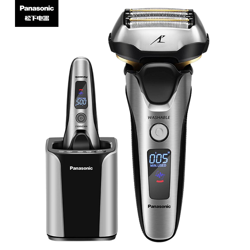 松下（panasonic） 电动剃须刀刮胡刀充电往复式3D柔性浮动五刀头整机进口自动清洁剃须刀 ES-LV9A