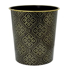 兰诗（LAUTEE）FW1231  加厚加大印花垃圾桶办公室纸筒金边简约塑料垃圾桶  颜色随机