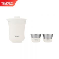 TCMU-200LC WH(含茶杯)茶旅套装户外露营旅行茶具便携办公保温茶壶茶杯 升级陶瓷内胆 雲白